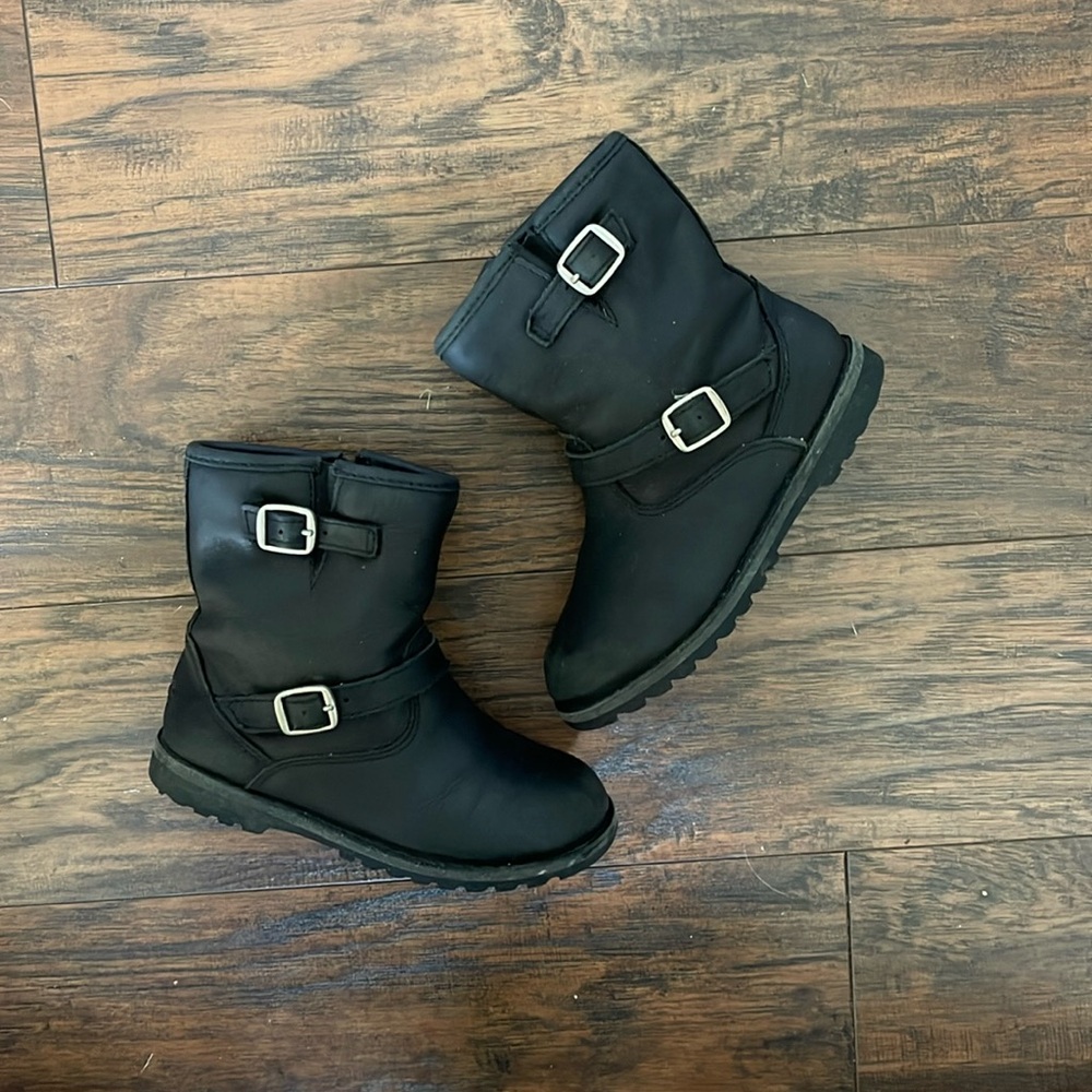 Size 10 Black Leather Uggs Motorcycle Boots